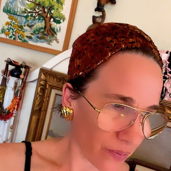 Vintage 1950s Fascinator Hat, Pheasant Feathers, All-Over Feathers, Pin Up - Picture 3 of 9